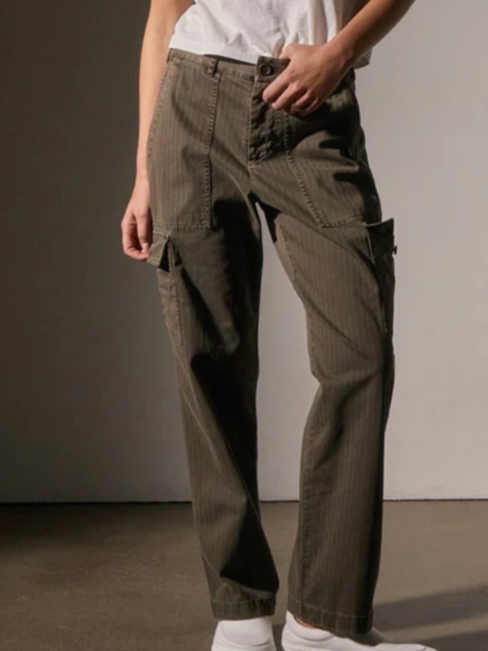 James Perse HERRINGBONE Utility Cargo Trousers